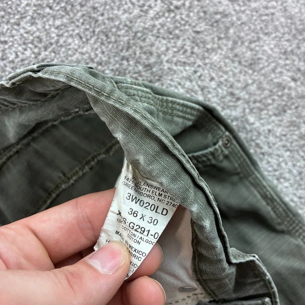 Wrangler Riggs Cargo Pants Mens 36x30 Olive Green Carpenter Ripstop Canvas